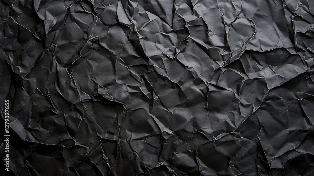 Crumpled black paper texture for background design and creative projects
Crumpled black paper texture for background design and creative projects