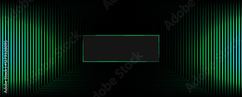 3D black green techno abstract background overlap layer on dark space with glowing lines decoration.
