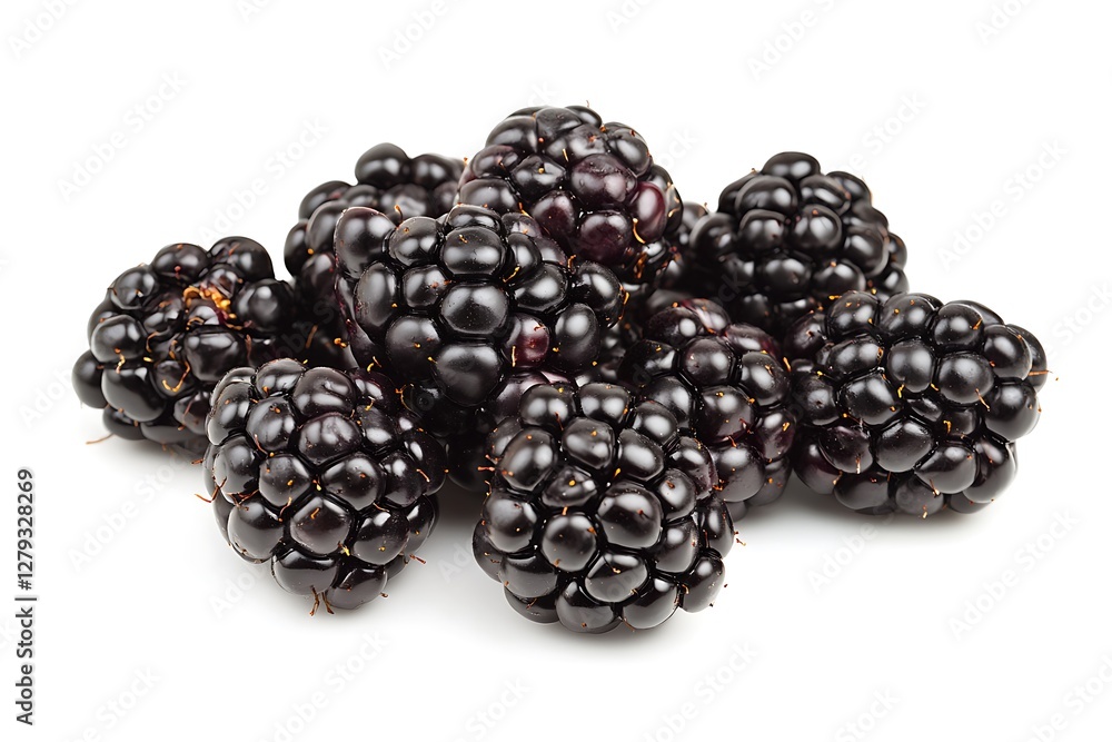 A Bunch of Blackberries, Isolated on White Background A Bunch of Blackberries, Isolated on White Background