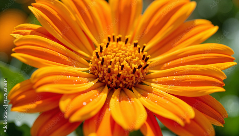 Vibrant marigold flower blooming at dawn, nature's beauty Vibrant marigold flower blooming at dawn, nature's beauty