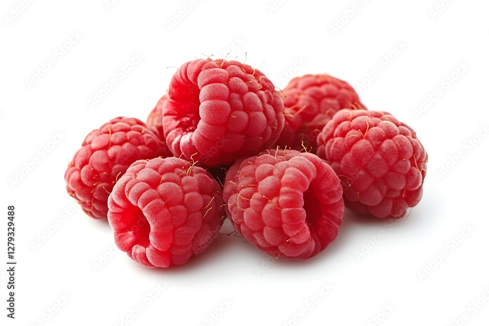 A Bunch of Raspberries, Isolated on White Background A Bunch of Raspberries, Isolated on White Background