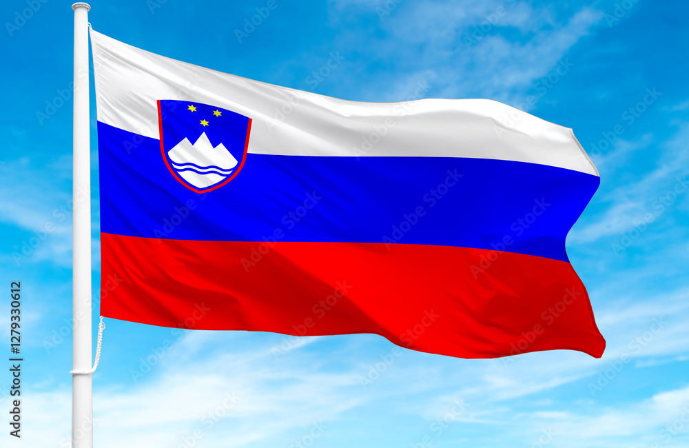 Flagpole with the flag of Slovenia 3D Rendering Flagpole with the flag of Slovenia 3D Rendering