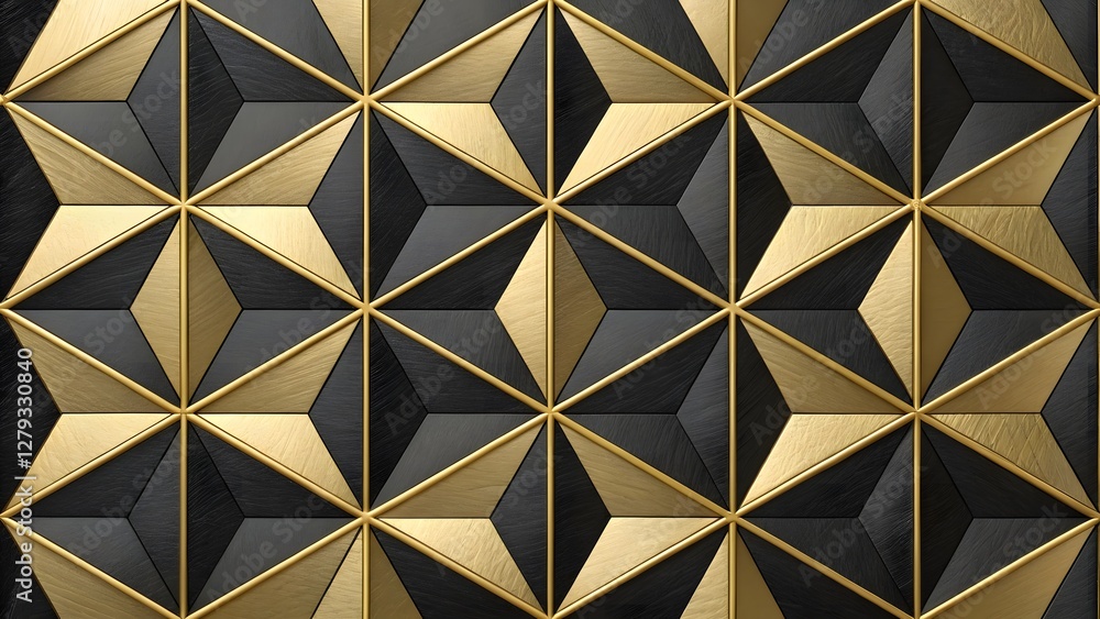 Seamless geometric pattern with 3d metallic gold a Seamless geometric pattern with 3d metallic gold a