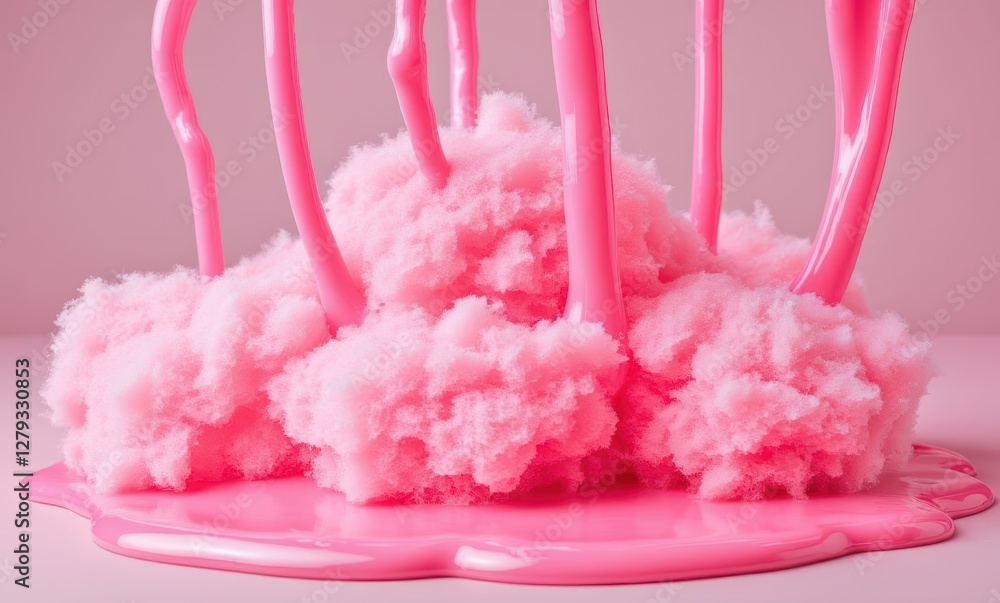 Vibrant pink slime and cotton candy mix Vibrant pink slime and cotton candy mix