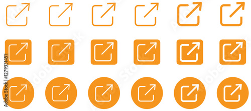 External link symbol collection set on white background. Arrow exit icon in modern vector style. Hyperlink symbol. Simple external link icon. External page arrow icon. Vector illustration