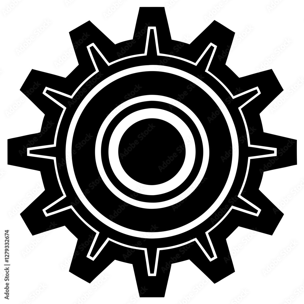 gear black silhouette vector, Simple silhouette Design vector icon with white background. gear black silhouette vector, Simple silhouette Design vector icon with white background.