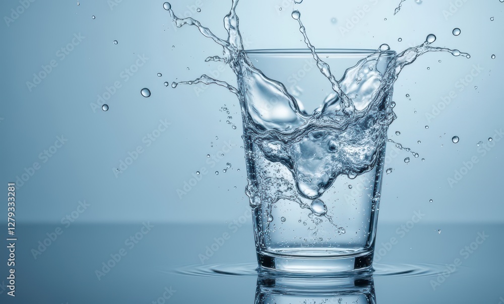 Dynamic splash of water in glass Dynamic splash of water in glass