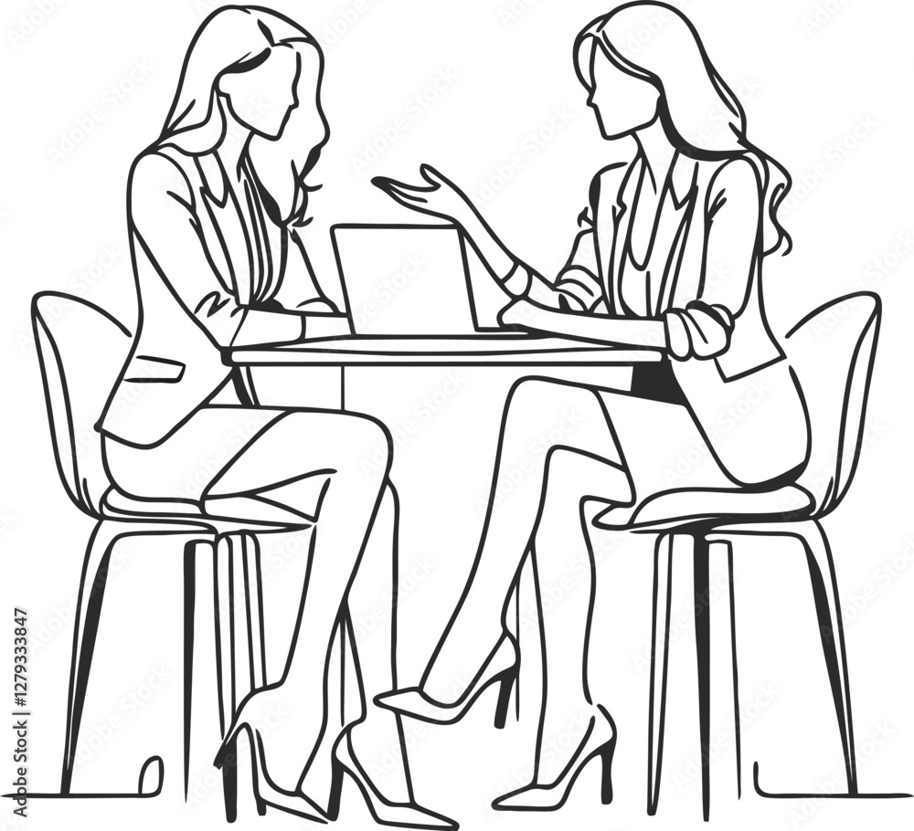 Professional Businesswomen Collaboration Line Art Professional Businesswomen Collaboration Line Art