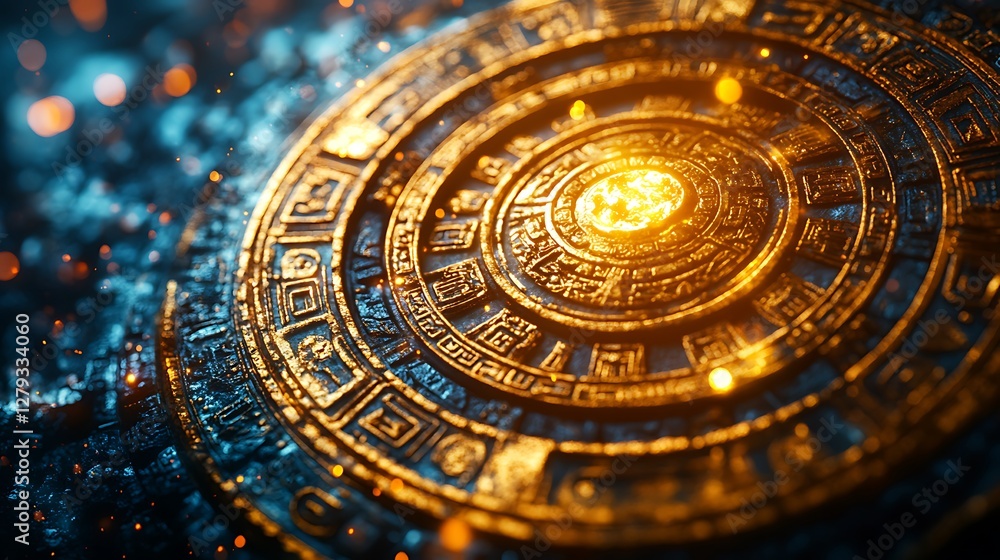 Ancient artifact with golden embossed markings high resolution hd design Ancient artifact with golden embossed markings high resolution hd design