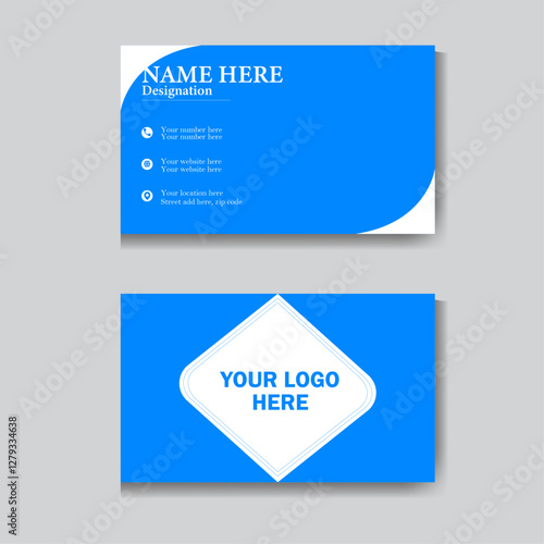 simple clean template vector design modern business card design and with dark azure and white.

