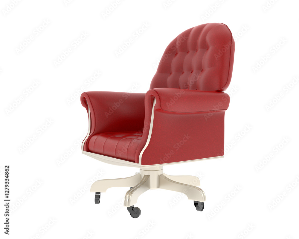 Fototapeta premium Plush Executive Office Chair with Rolling Base isolated on background. 3d rendering - illustration