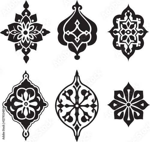 Islamic ornaments black silhouette vector