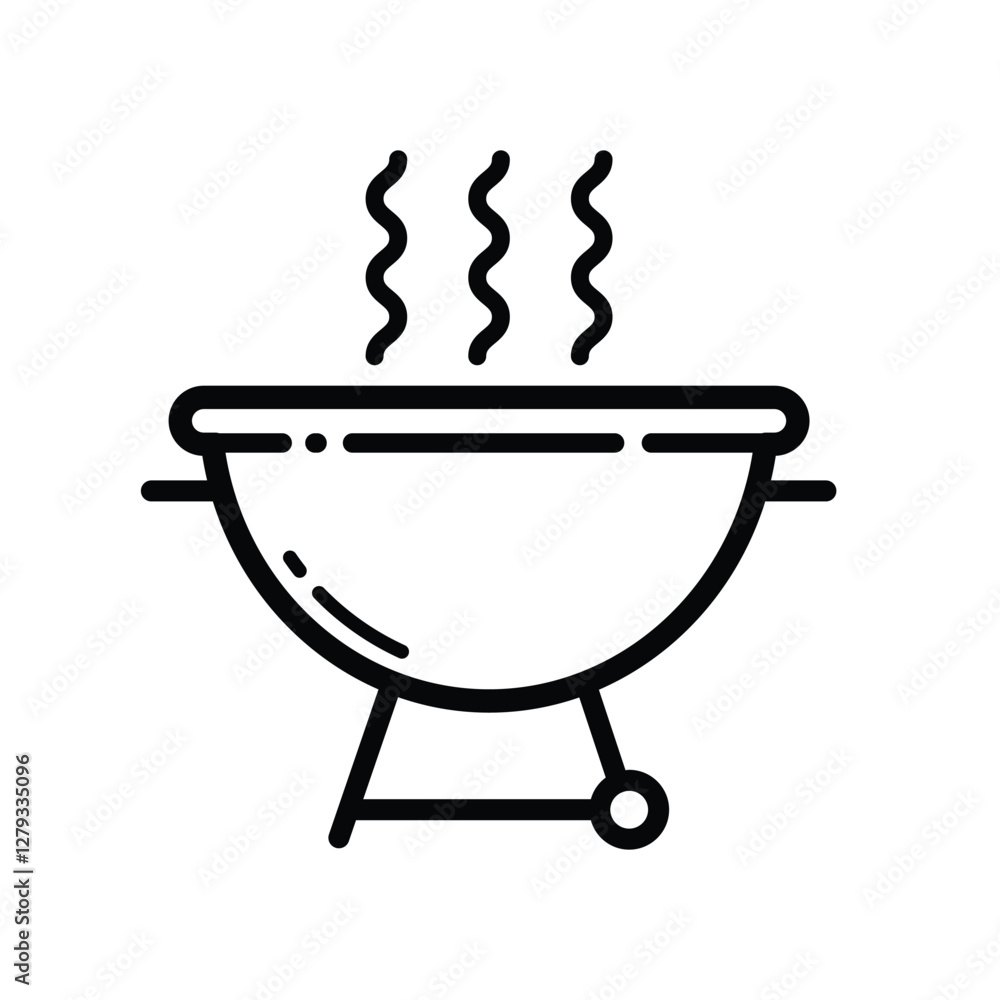 Outdoor BBQ Grill Outline Icon Isolated On White Background Outdoor BBQ Grill Outline Icon Isolated On White Background