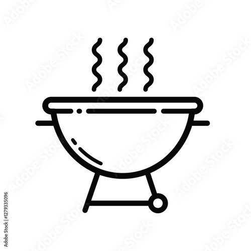 Outdoor BBQ Grill Outline Icon Isolated On White Background