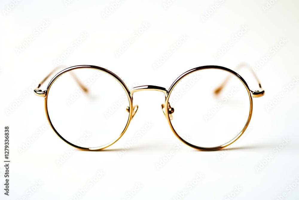 A pair of gold - rimmed eyeglasses, isolated on a white background A pair of gold - rimmed eyeglasses, isolated on a white background