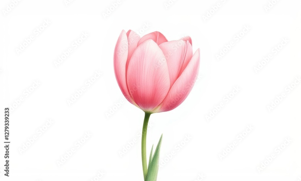 Elegant pink tulip on white background Elegant pink tulip on white background