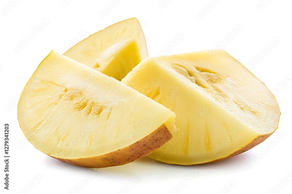 A Sliced Breadfruit, Isolated on White Background A Sliced Breadfruit, Isolated on White Background