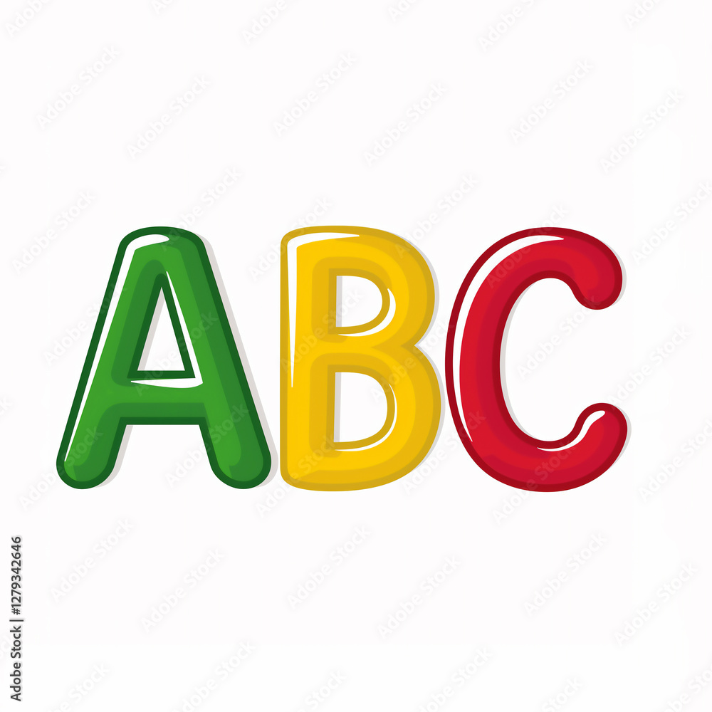 Colourful ABC alphabet text letters for children's school education to help them to learn to read and write during a classroom lesson, isolated on a white background, learning stock illustration image Colourful ABC alphabet text letters for children's school education to help them to learn to read and write during a classroom lesson, isolated on a white background, learning stock illustration image