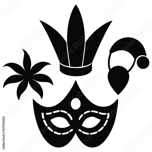 Beautiful Female Mask vector icon art illustration, mask icon vector art, modern and stylish mask.