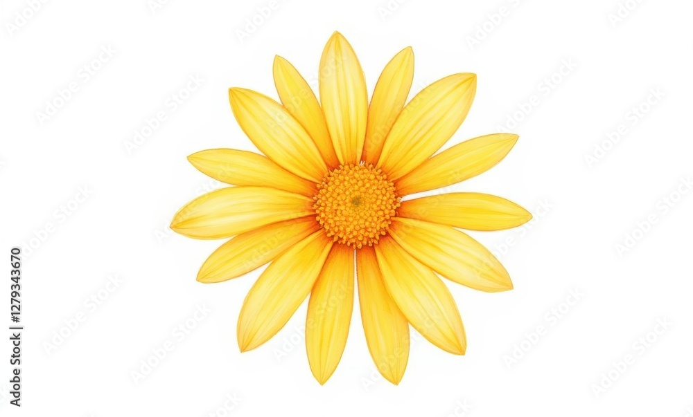 Vibrant yellow daisy flower on white. Vibrant yellow daisy flower on white.