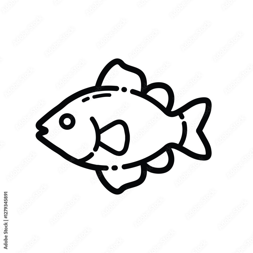 Fresh Fish Outline Icon Isolated On White Background Fresh Fish Outline Icon Isolated On White Background