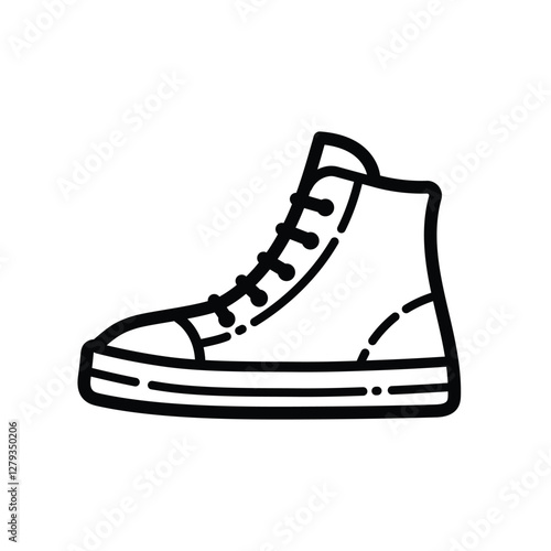 Trendy High Sneaker Outline Icon Isolated On White Background