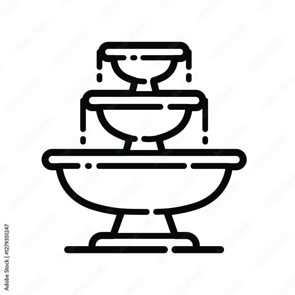 Fountain Water Outline Icon Isolated On White Background Fountain Water Outline Icon Isolated On White Background