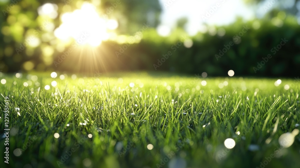 Naklejka premium Sunlit Meadow, A Serene Summer Morning