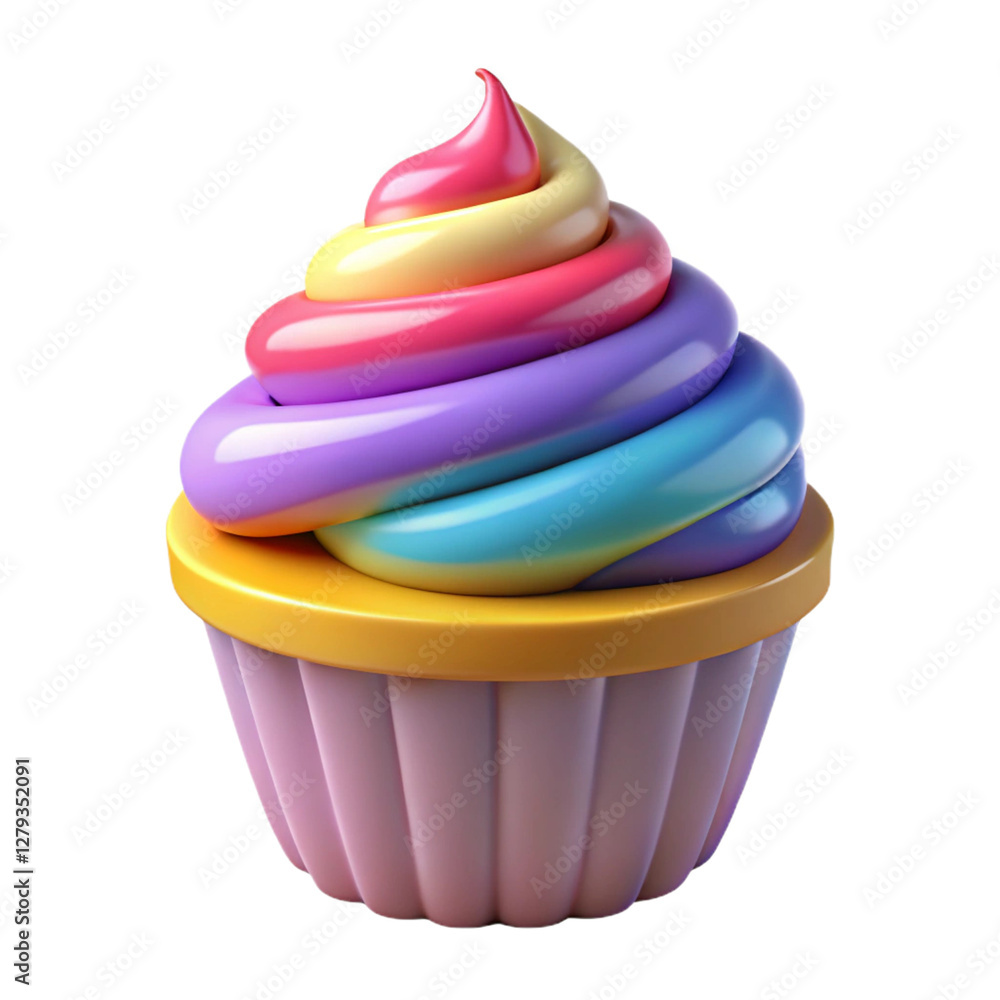 Icon of a cupcake with colorful frosting Icon of a cupcake with colorful frosting