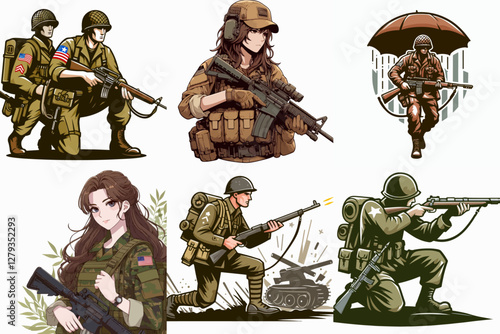 vector illustration of a sniper soldier