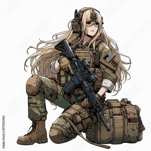 vector illustration of a sniper soldier