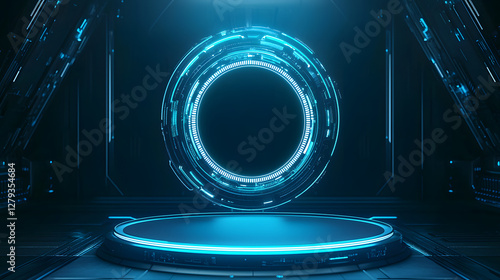 Futuristic energy portal activation digital realm 3d animation sci-fi environment close-up viewpoint technology concept