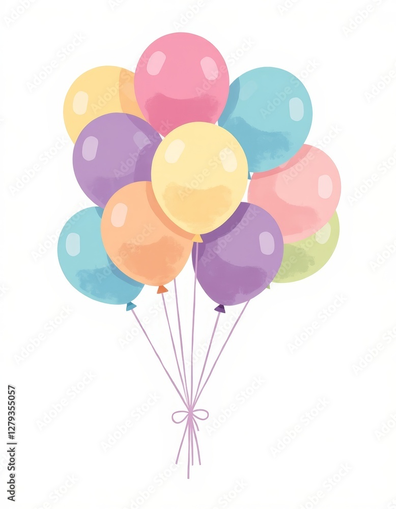Pastel Balloon Collection Minimalist Flat Illustration for Marketing Design Copy Space Pastel Balloon Collection Minimalist Flat Illustration for Marketing Design Copy Space