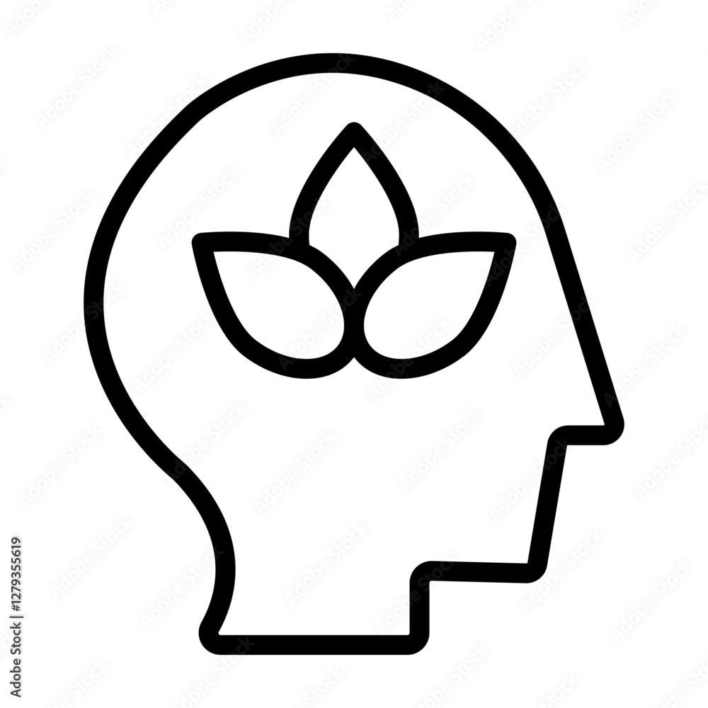 Mindfulness Vector Line Icon Design Mindfulness Vector Line Icon Design