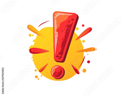 Red exclamation mark isolated, png