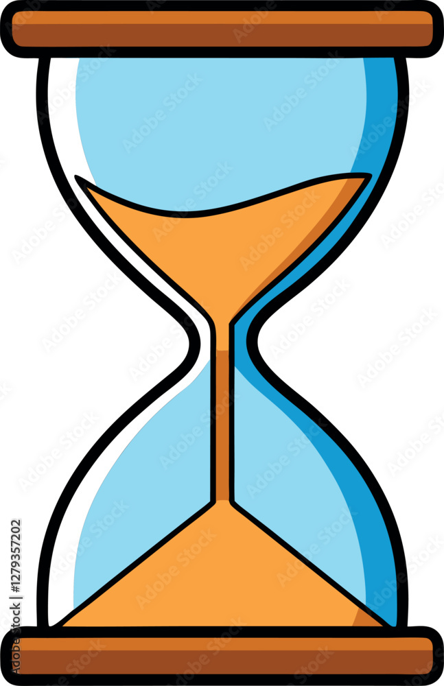Fototapeta premium Playful Cartoon Hourglass: Colorful Minimalist Vector Illustration with a Modern Aesthetic, Perfect for Digital Art, Time Concepts, Patience, Life Cycle, and Creative Design Projects