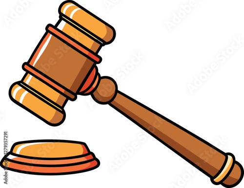 Vibrant Cartoon Gavel: Colorful Minimalist Vector Illustration with a Modern Aesthetic, Perfect for Digital Art, Justice Concepts, Law, Courtroom, and Creative Design Projects