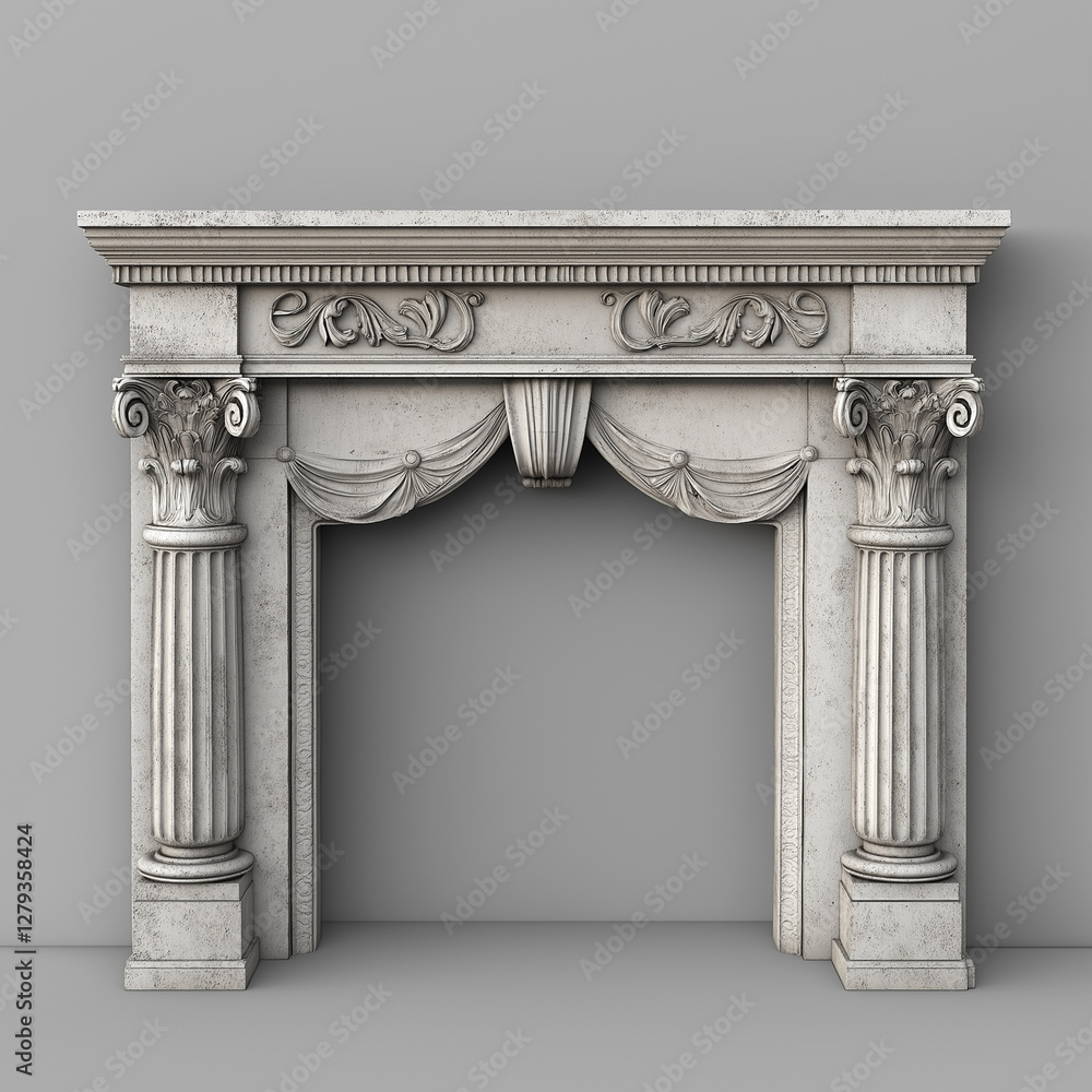 Obraz premium Mantelpiece Isolated on white Background