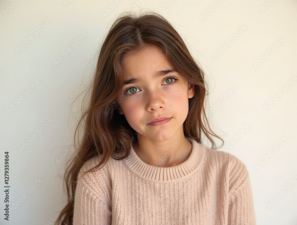 Portrait of sad teenage girl expressing disappointment on white background Portrait of sad teenage girl expressing disappointment on white background