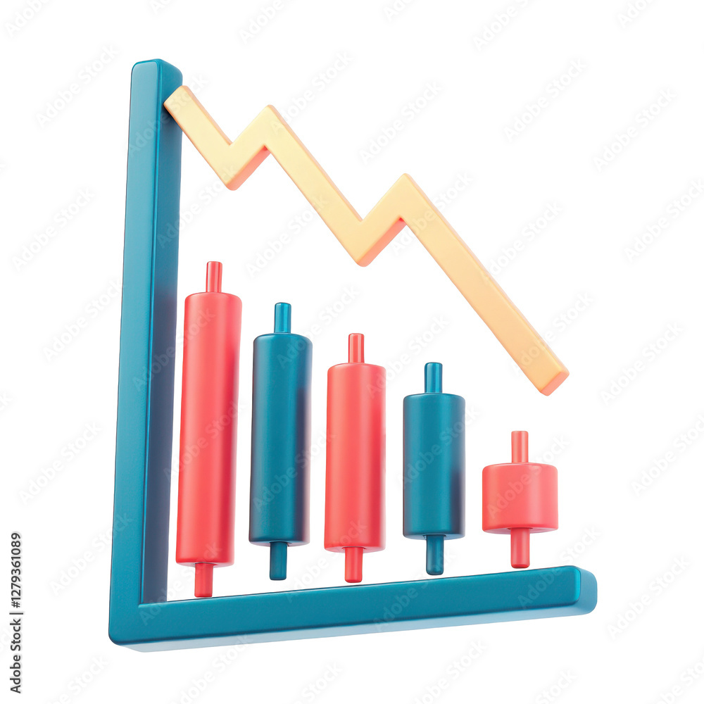Business investment concept, 3D graph with colorful candlestick patterns showing Clipart Photo isolated on transparency background Business investment concept, 3D graph with colorful candlestick patterns showing Clipart Photo isolated on transparency background