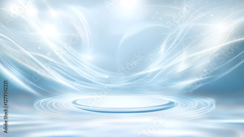Ethereal light waves abstract digital space background animation soft environment calm viewpoint serenity concept