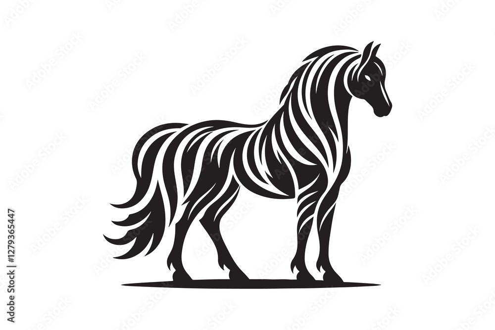 Distinctive Horse Silhouette illustration icon, isolated on white background Distinctive Horse Silhouette illustration icon, isolated on white background
