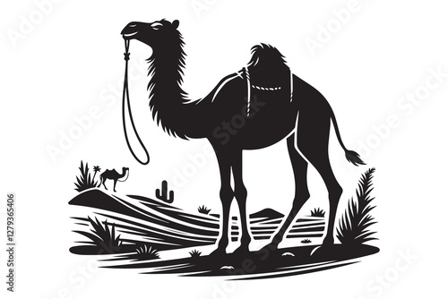 Camel Silhouette illustration icon, isolated on white background