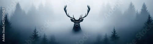 Wallpaper Mural A majestic stag emerges from a mystical forest in the fog. Torontodigital.ca