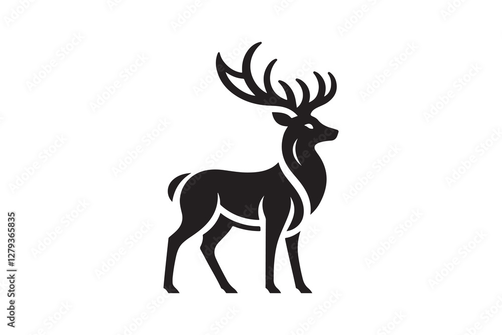 Fototapeta premium Deer silhouette vector Illustration on white background