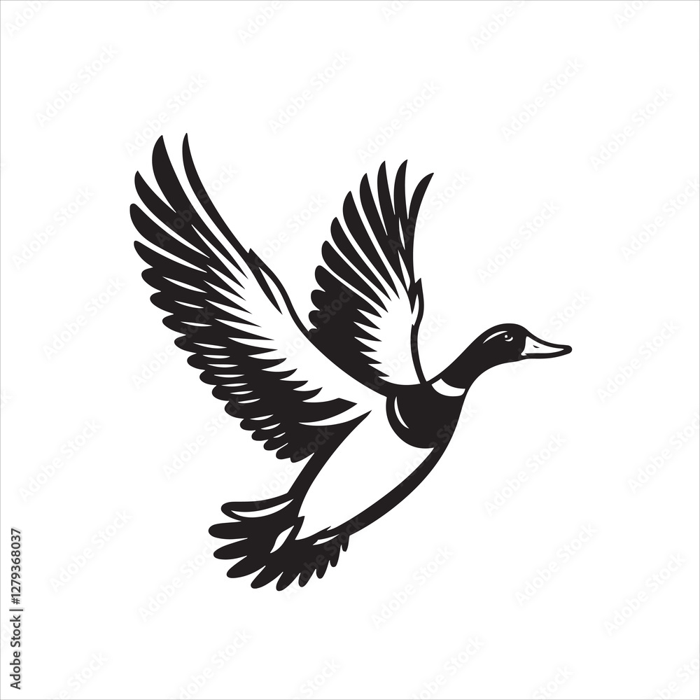 Obraz premium vector duck flying, sitting and howling