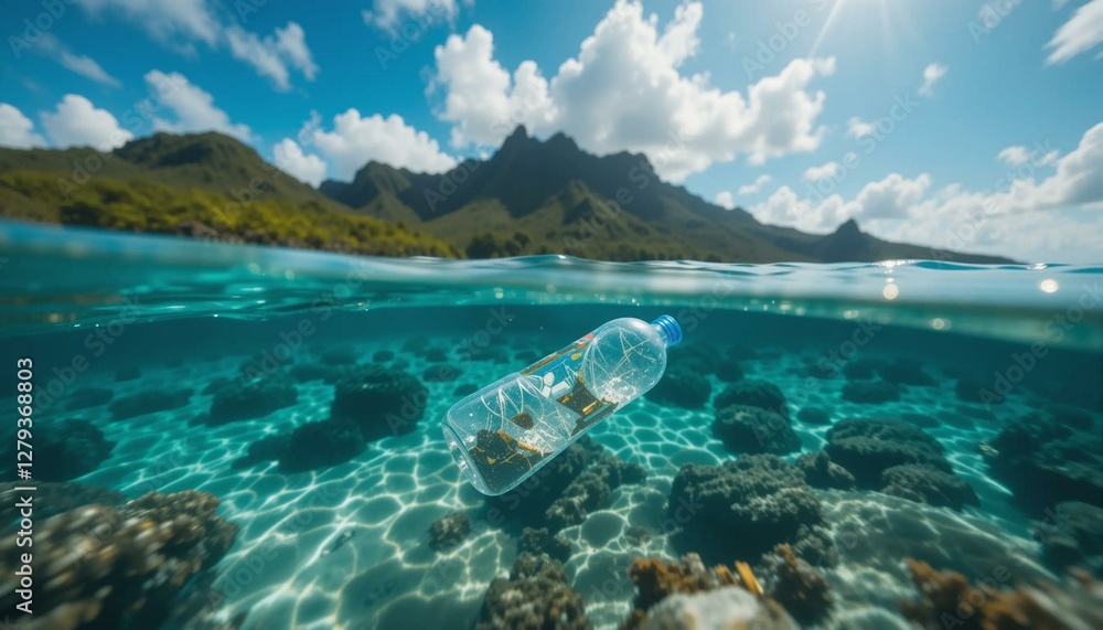 A Plastic bottle floating in the ocean A Plastic bottle floating in the ocean