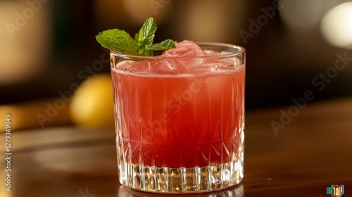Wallpaper Mural Refreshing Pink Cocktail with Mint Garnish and Ice Cubes Torontodigital.ca