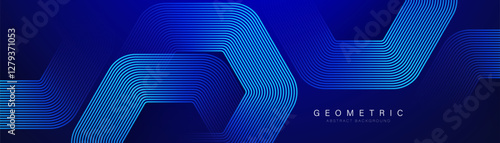 Abstract blue background with blue glowing hexagon lines. Modern shiny blue gradient geometric hexagonal lines pattern. Technology futuristic concept. Vector illustration