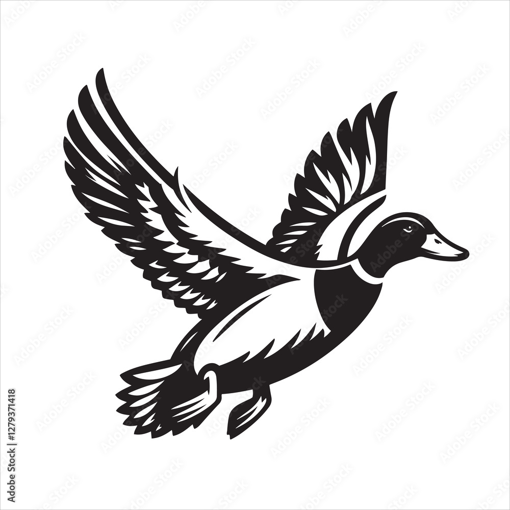 Obraz premium vector duck flying, sitting and howling